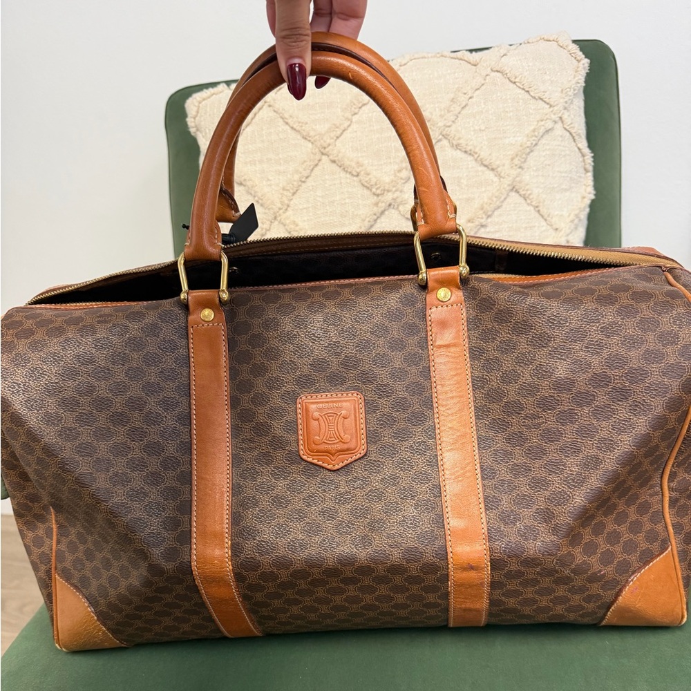 Celine Brown Leather Duffle Bag